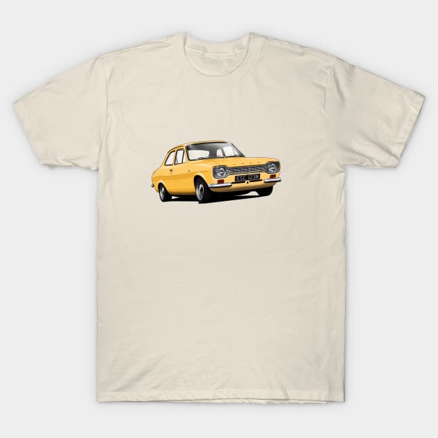 Ford Escort Mk 1 in sahara beige T-Shirt by candcretro